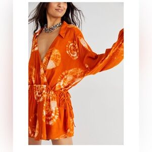 Free People Marla Printed Shortall Romper Sz M